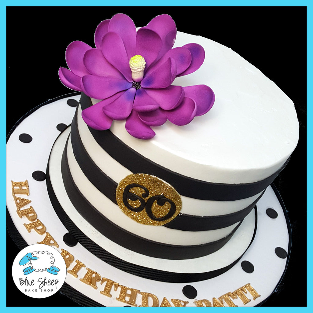 black and white striped birthday cake nj