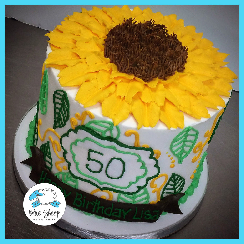 sunflower buttercream birthday cake