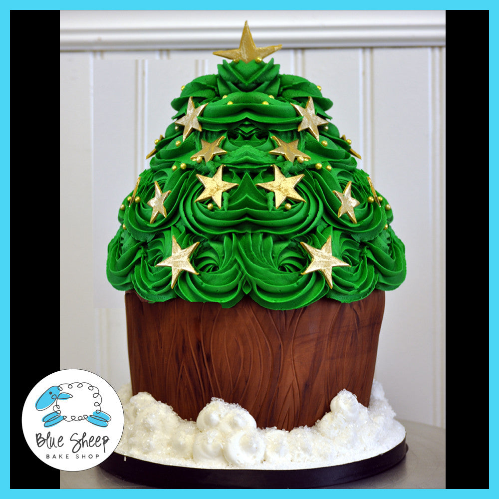 christmas tree cake made from giant cupcake cake j