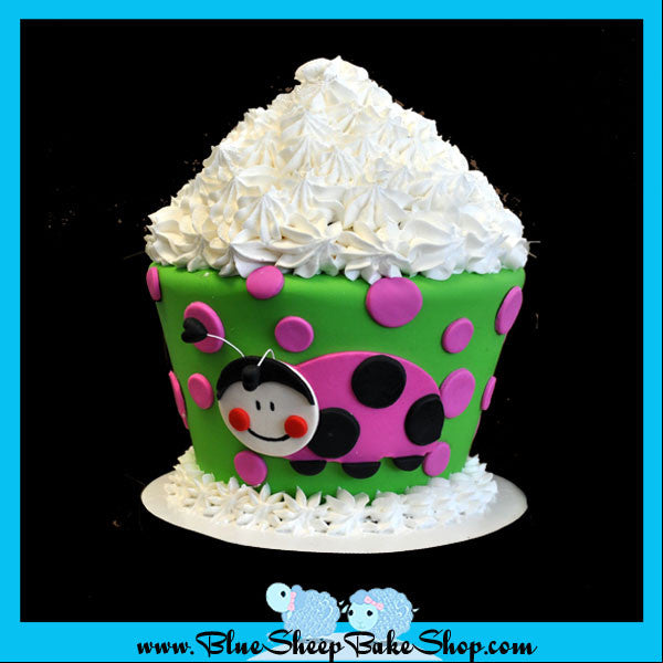 pink lady bug cupcake birthday cake 