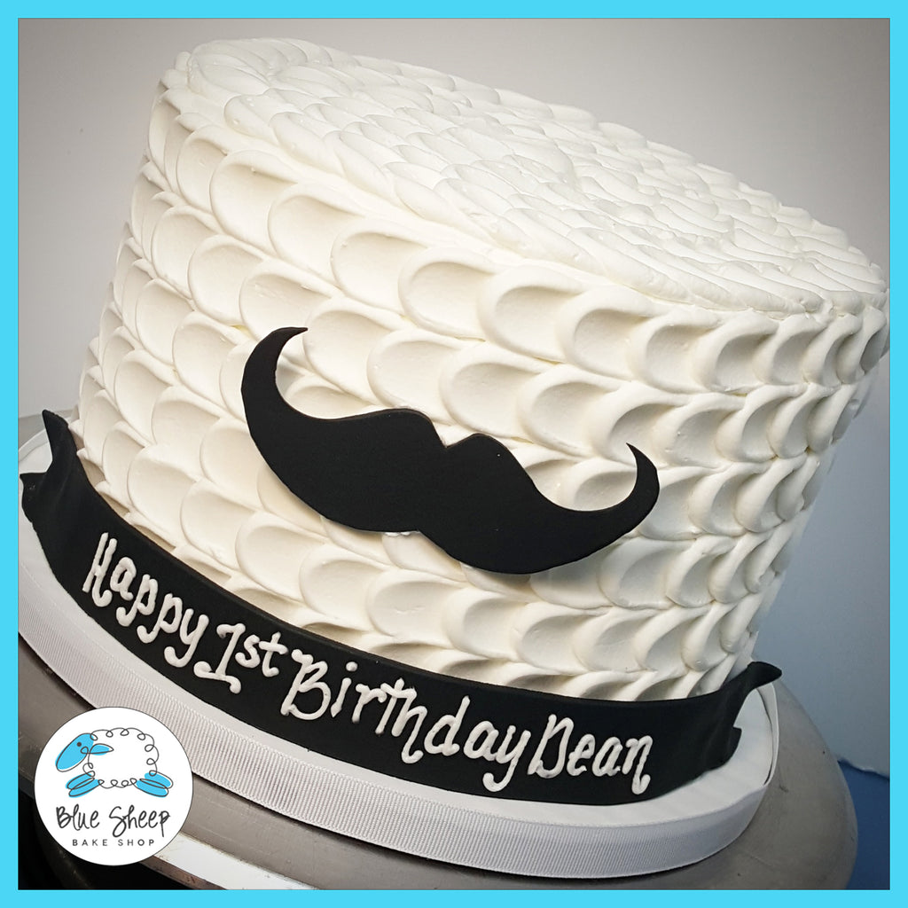 buttercream mustache 1st birthday cake nj