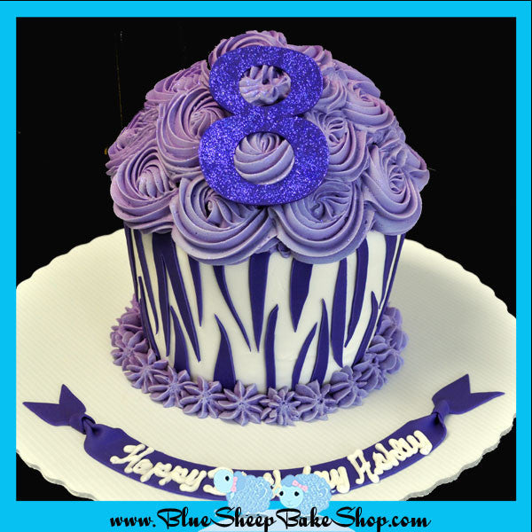 Custom Purple Zebra Cupcake Birthday Cake NJ