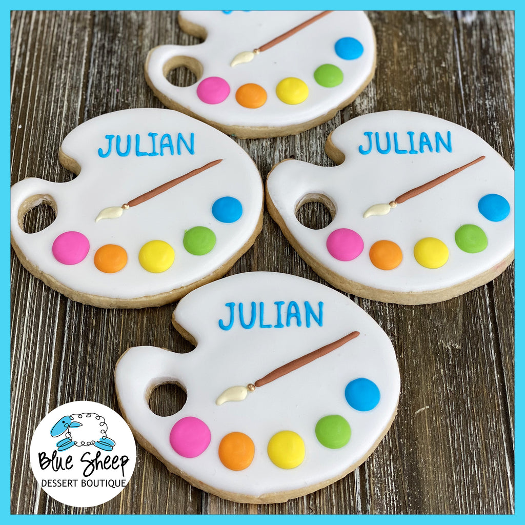 NJ artist's palette decorated cookie favors for a painter or art themed party