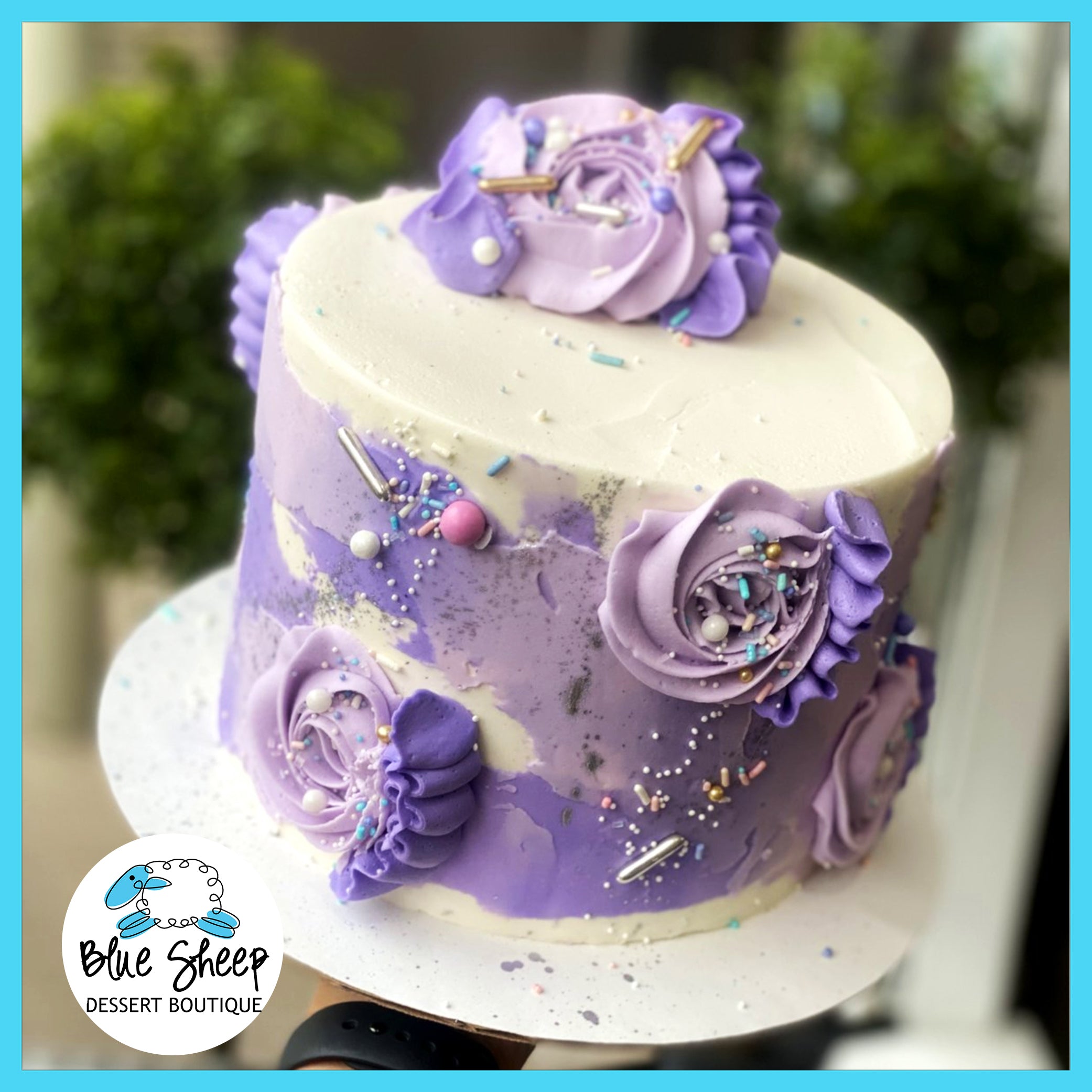 Red Ribbon Puple Cake Purple Rosette Ribbons
