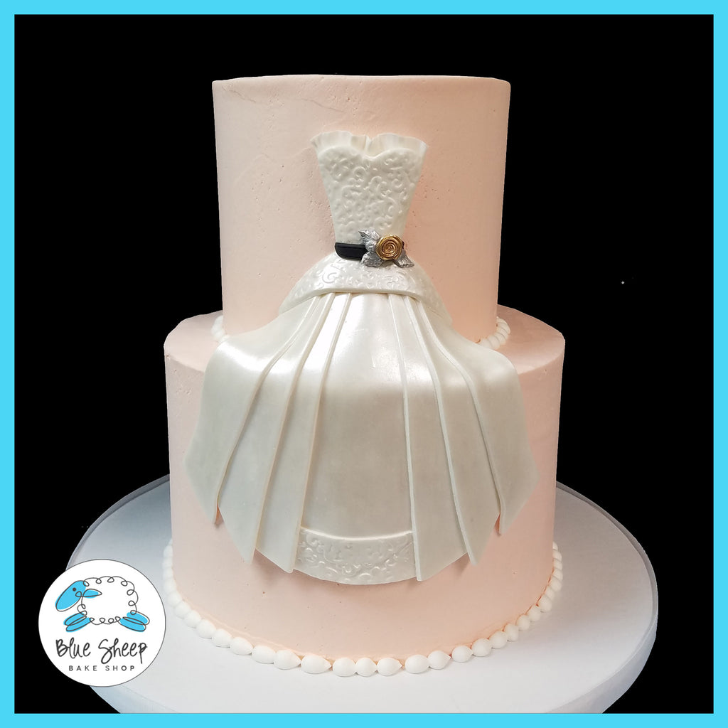 buttercream wedding dress bridal shower cake nj