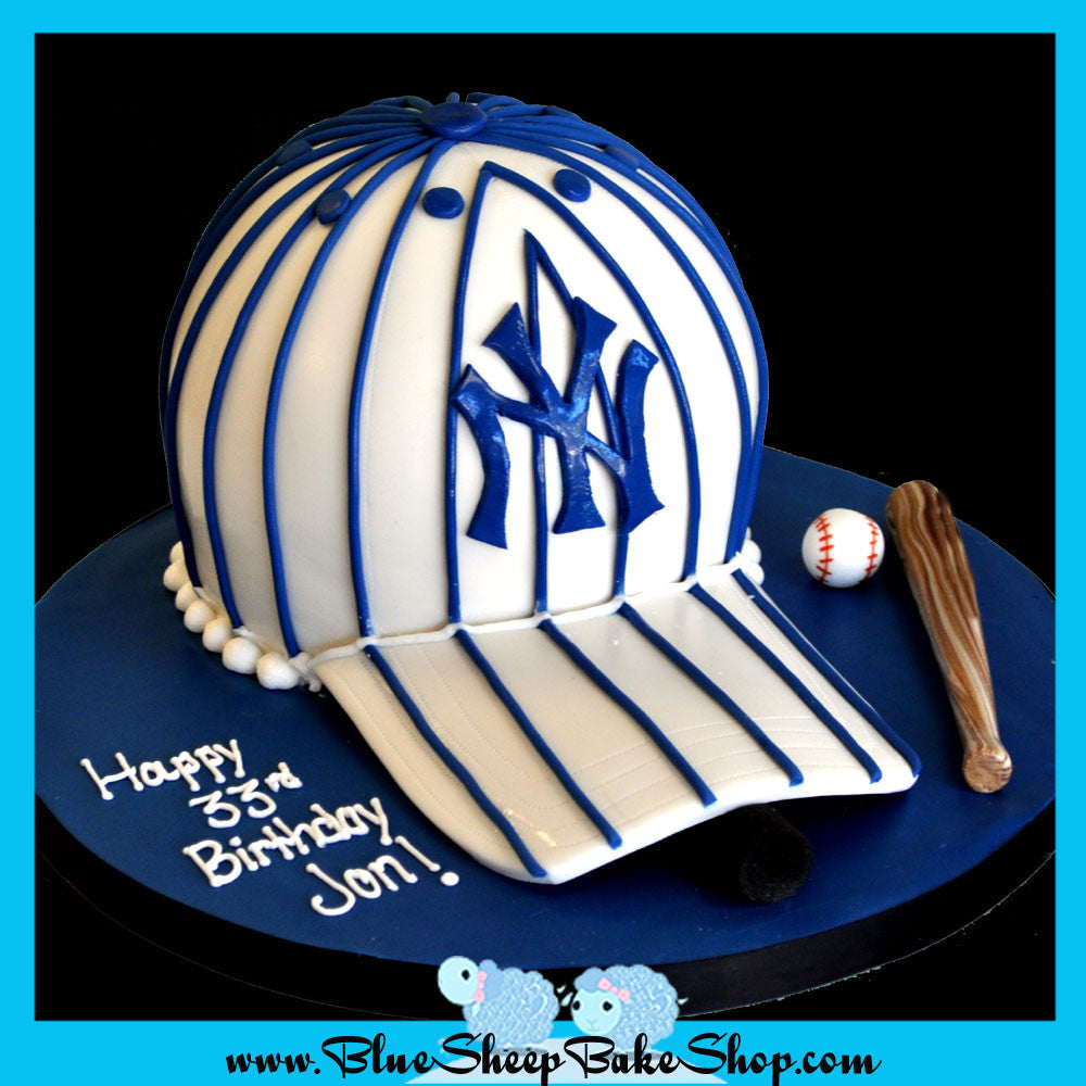 Yankees Striped Baseball Cap Birthday Cake – Blue Sheep Bake Shop